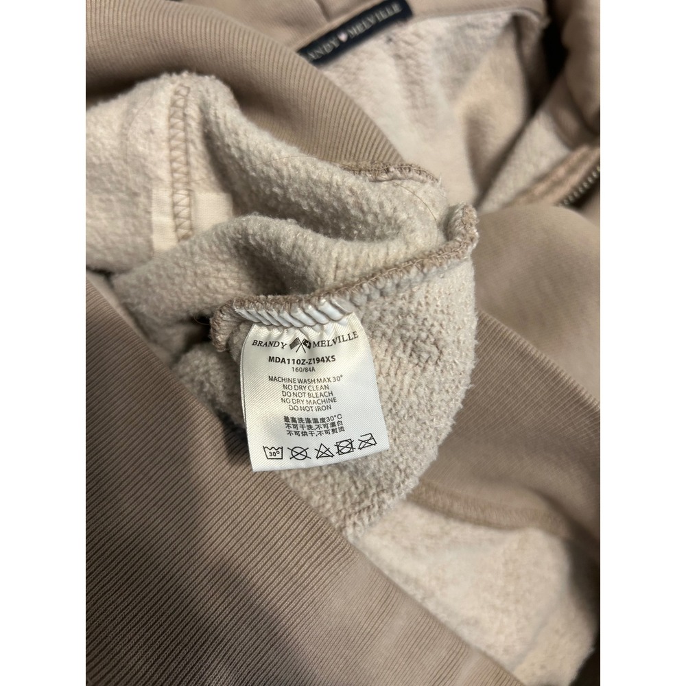 Brandy Melville Crystal Hoodie Tan Beige Zip Up Sweatshirt MDA110Z-Z194XS - Picture 4 of 4